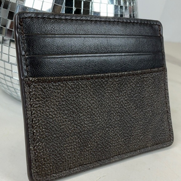 Michael Kors Brown Signature Card Holder Slim Wallet Men’s Women’s Unisex - Picture 6 of 8